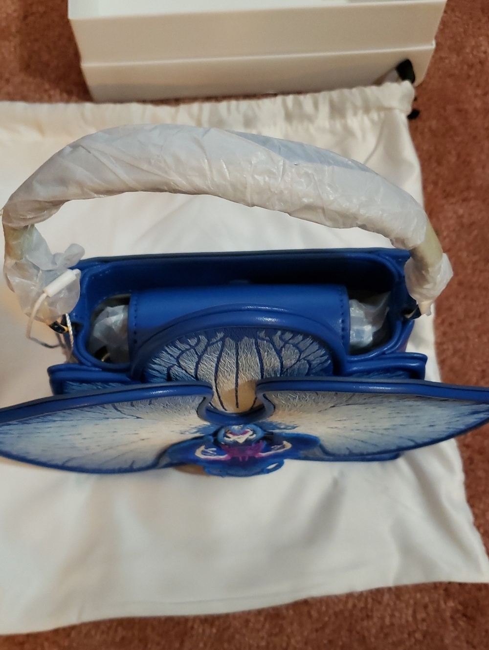 Blue Orchid Purse. JW PEI Flora Orchid Shaped Top Handle Bag - Picture 6 of 12